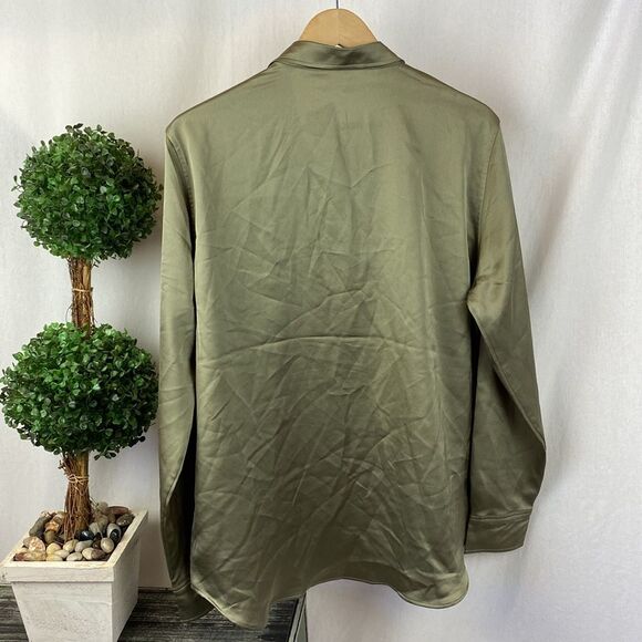 Ralph Lauren Taupe Long Sleeve Button Up Blouse Top NEW XL - Picture 2 of 4